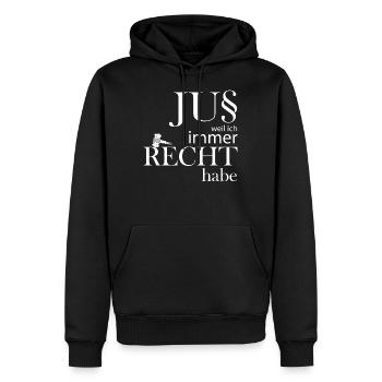 Jus - weil ich immer Recht habe - Männer Premium Bio Hoodie - Schwarz - Vorne - Nico (187cm)
