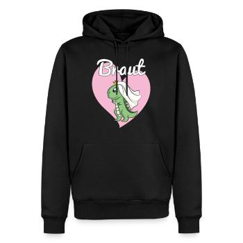Braut Bride to be JGA Dino Dinosaurier Geschenk - Männer Premium Bio Hoodie - Schwarz - Vorne - Nico (187cm)