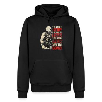 Pompier pompier - Sweat à capuche Premium bio Homme - noir - Devant - Nico (187cm)