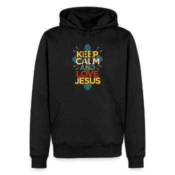 Jesus - Männer Premium Bio Hoodie - Schwarz - Vorne - Nico (187cm)
