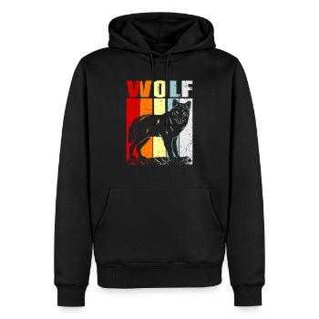 loup - Sweat à capuche Premium bio Homme - noir - Devant - Nico (187cm)