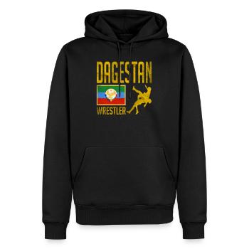 Lutteur du Daghestan, combattant du Daghestan, Daghestan - Sweat à capuche Premium bio Homme - noir - Devant - Nico (187cm)