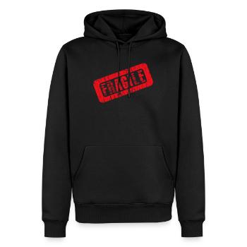 fragile - Men’s Premium Organic Hoodie - black - Front - Nico (187cm)