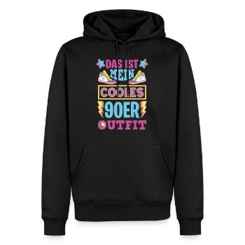90er Jahre Party Outfit Kostüm Verkleidung 90s - Männer Premium Bio Hoodie - Schwarz - Vorne - Nico (187cm)