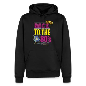 80er Jahre Party Outfit Kostüm Verkleidung 80s - Männer Premium Bio Hoodie - Schwarz - Vorne - Nico (187cm)