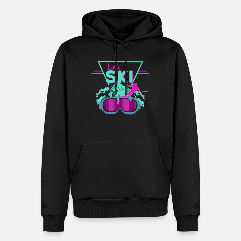 Retro Ski - Männer Premium Bio Hoodie - Schwarz