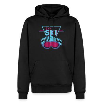 Ski vintage - Sweat à capuche Premium bio Homme - noir - Devant - Nico (187cm)