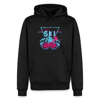 Domaine skiable de ski rétro - Sweat à capuche Premium bio Homme - noir - Devant - Nico (187cm)