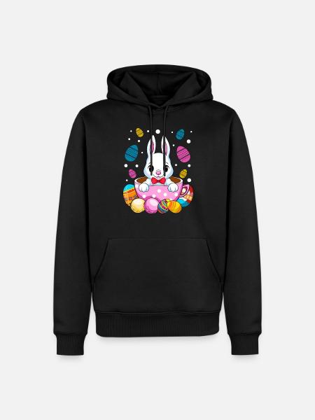 Lapin de Pâques Lapin de Pâques Oeufs en chocolat de Pâques - Sweat à capuche Premium bio Homme - noir