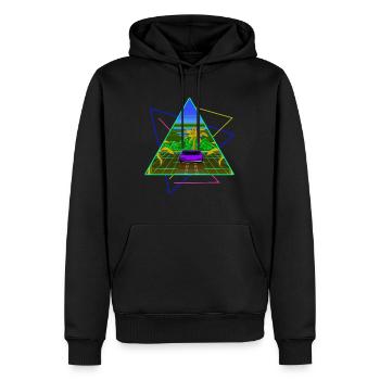 Palmiers néons Vaporwave - Sweat à capuche Premium bio Homme - noir - Devant - Nico (187cm)