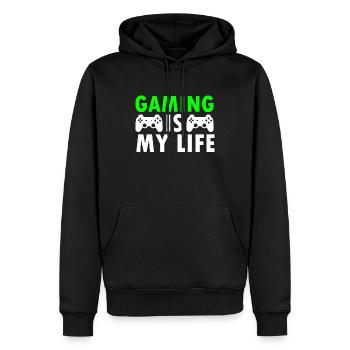 Gaming - Sweat à capuche Premium bio Homme - noir - Devant - Nico (187cm)