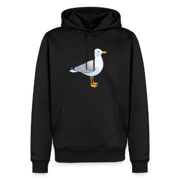 Tshirt mouettes oiseaux de mer - Sweat à capuche Premium bio Homme - noir - Devant - Nico (187cm)