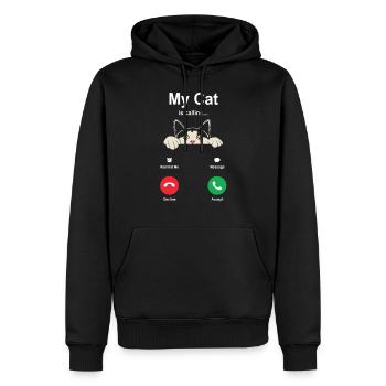 Katze - Männer Premium Bio Hoodie - Schwarz - Vorne - Nico (187cm)