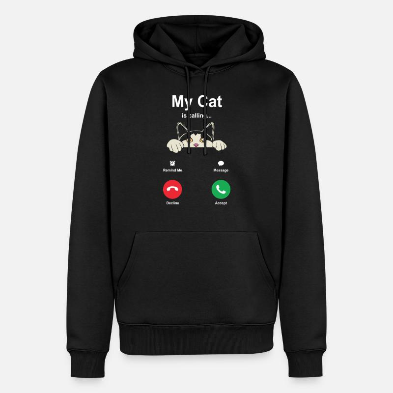 chat - Sweat à capuche Premium bio Homme - noir