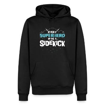 Chaque super-héros a besoin d'un acolyte - Sweat à capuche Premium bio Homme - noir - Devant - Nico (187cm)