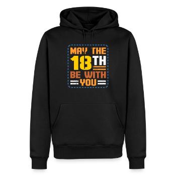 18th birthday - Men’s Premium Organic Hoodie - black - Front - Nico (187cm)