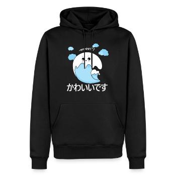 Die Kawaii Welle - Männer Premium Bio Hoodie - Schwarz - Vorne - Nico (187cm)