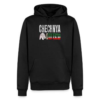 Drapeau tchétchène, Grozny Tchétchénie, tchétchène - Sweat à capuche Premium bio Homme - noir - Devant - Nico (187cm)