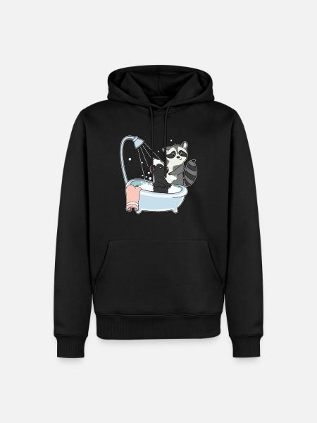 Waschbär Stinktier Waschen - Männer Premium Bio Hoodie - Schwarz