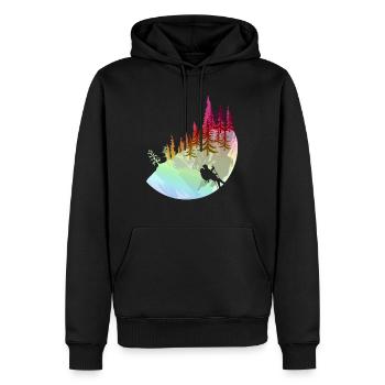 Randonnée en forêt - Sweat à capuche Premium bio Homme - noir - Devant - Nico (187cm)
