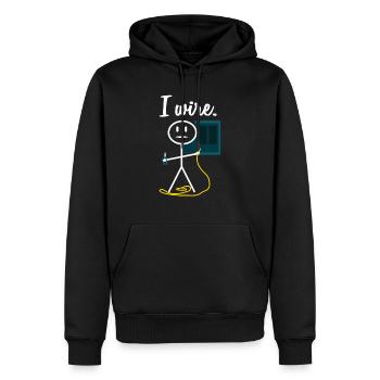 Électricien électricien - Sweat à capuche Premium bio Homme - noir - Devant - Nico (187cm)