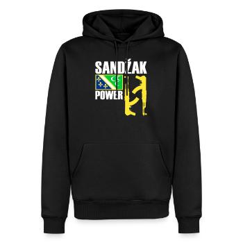 Sandzak Power, Cool Sandzak Fighter, Sandzak Flag - Men’s Premium Organic Hoodie - black - Front - Nico (187cm)
