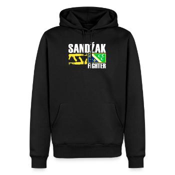 Sandzak Fighter, Sandzak Flag, Proud Sandzaklija - Men’s Premium Organic Hoodie - black - Front - Nico (187cm)