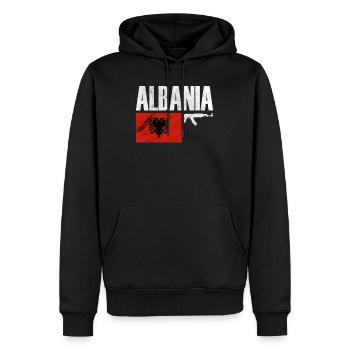 Albania Fighter, Proud Albania Flag, Albania - Männer Premium Bio Hoodie - Schwarz - Vorne - Nico (187cm)