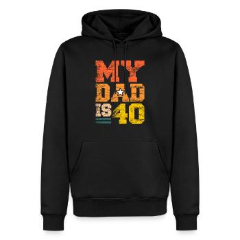 40e anniversaire - Sweat à capuche Premium bio Homme - noir - Devant - Nico (187cm)