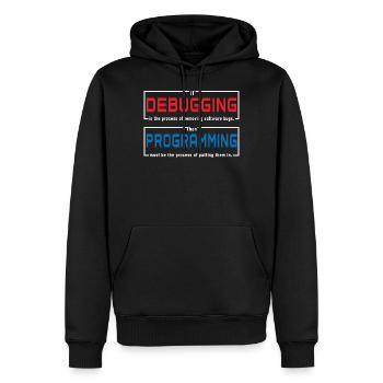 Debugging programming - Men’s Premium Organic Hoodie - black - Front - Nico (187cm)
