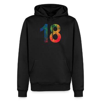 18th birthday - Men’s Premium Organic Hoodie - black - Front - Nico (187cm)