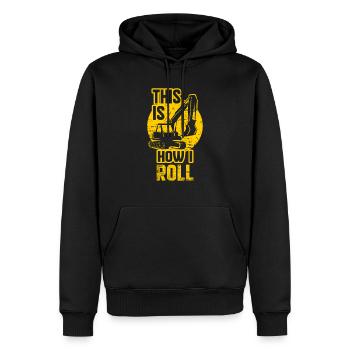 Excavator - Men’s Premium Organic Hoodie - black - Front - Nico (187cm)