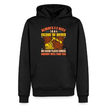 Excavatrice - Sweat à capuche Premium bio Homme - noir - Devant - Nico (187cm)