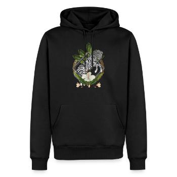 Elegante hawaiianische Zebra-Liebhaber-Blatt-Blumensavanne - Männer Premium Bio Hoodie - Schwarz - Vorne - Nico (187cm)