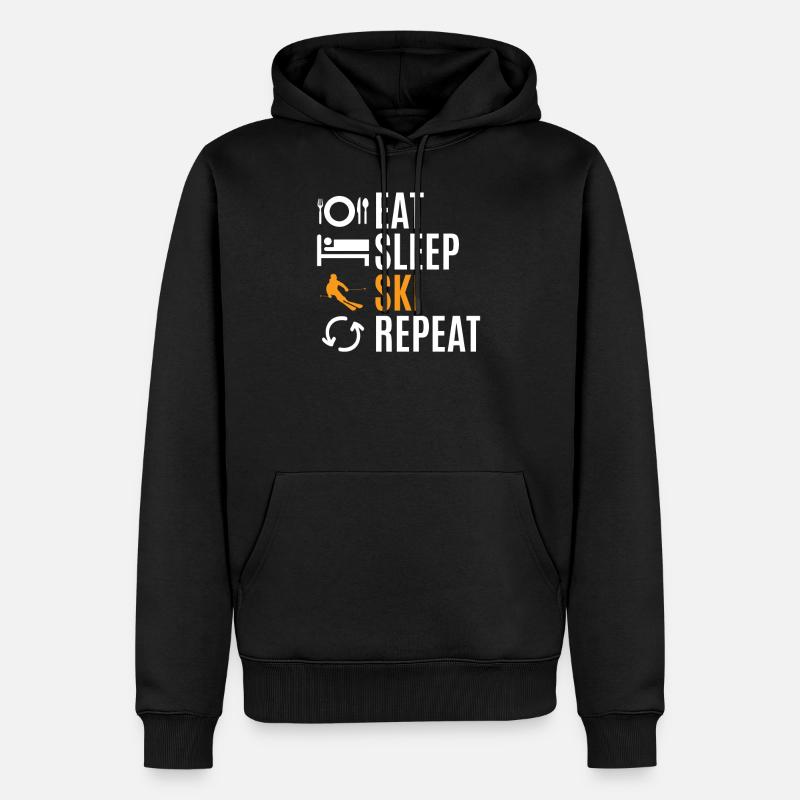 Le ski - Sweat à capuche Premium bio Homme - noir