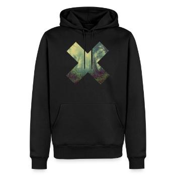 Croix géométrique de la forêt - Sweat à capuche Premium bio Homme - noir - Devant - Nico (187cm)