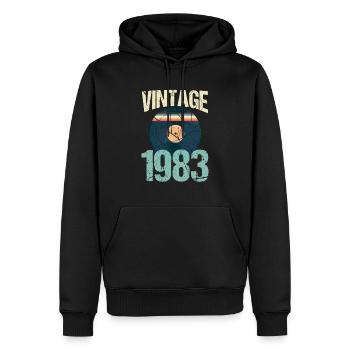 Retro Vintage 1983 37. Geburtstag Schallplatte Vinyl - Männer Premium Bio Hoodie - Schwarz - Vorne - Nico (187cm)