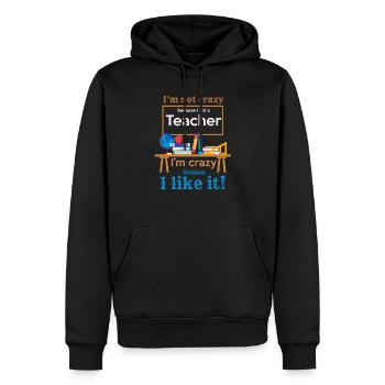 Funny Teacher I Am Not Crazy Quotes Statement - Men’s Premium Organic Hoodie - black - Front - Nico (187cm)