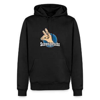 Schweigefuchs Sprüche für Lehrer und Lehrerinnen - Männer Premium Bio Hoodie - Schwarz - Vorne - Nico (187cm)