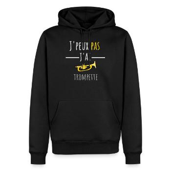 t-shirt j'peux pas j'ai trompette cadeau humour - Sweat à capuche Premium bio Homme - noir - Devant - Nico (187cm)