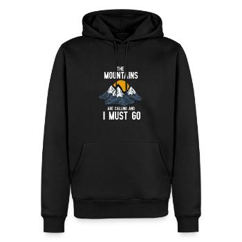 Les montagnes appellent les campeurs et les randonneurs - Sweat à capuche Premium bio Homme - noir - Devant - Nico (187cm)