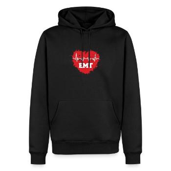 Médecin ambulancier d'urgence EMT Heartbeat EMS - Sweat à capuche Premium bio Homme - noir - Devant - Nico (187cm)
