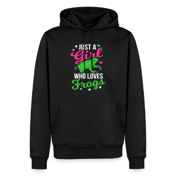 Frosch - Männer Premium Bio Hoodie - Schwarz - Vorne - Nico (187cm)