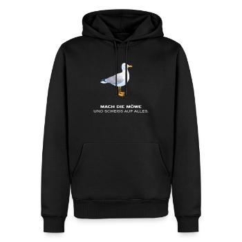 Mach die Möwe und scheiss auf alles - Männer Premium Bio Hoodie - Schwarz - Vorne - Nico (187cm)