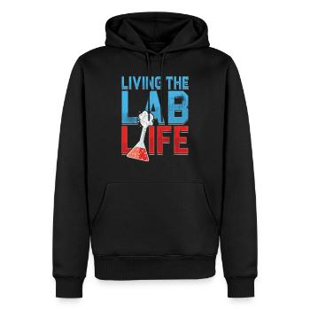 Living The Lab Life Laboratoire de laboratoire médical - Sweat à capuche Premium bio Homme - noir - Devant - Nico (187cm)