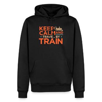 Zug - Männer Premium Bio Hoodie - Schwarz - Vorne - Nico (187cm)