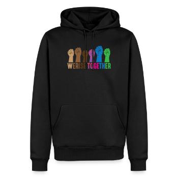 Résistance féministe dignité humaine justice - Sweat à capuche Premium bio Homme - noir - Devant - Nico (187cm)