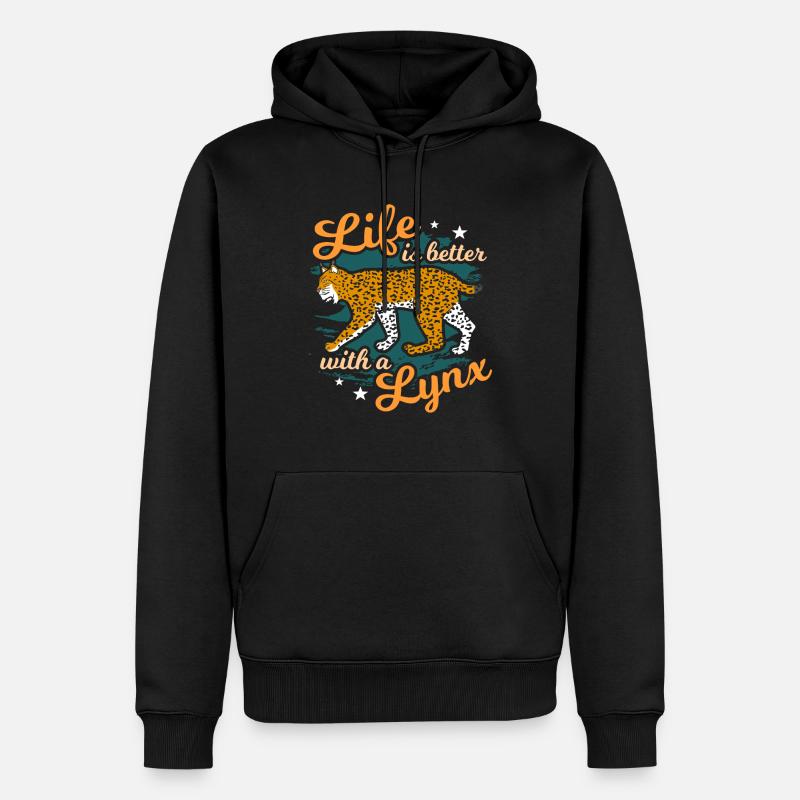 Luchs - Männer Premium Bio Hoodie - Schwarz