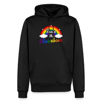 arc en ciel - Sweat à capuche Premium bio Homme - noir - Devant - Nico (187cm)