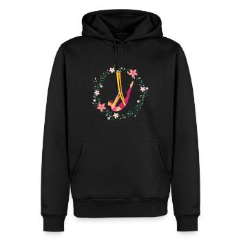 Acrobatie aérienne yoga fleur sport acrobate aérien - Sweat à capuche Premium bio Homme - noir - Devant - Nico (187cm)